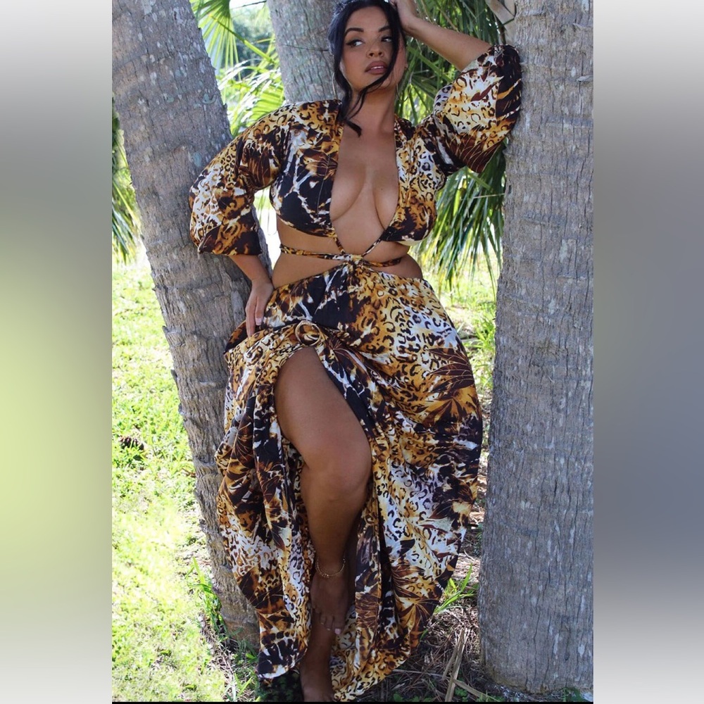 Pre loved Break Free Maxi Dress-Brown Combo - Picture 5 of 6